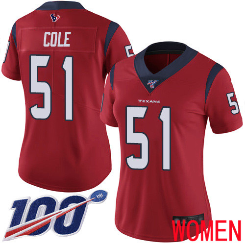 Houston Texans Limited Red Women Dylan Cole Alternate Jersey NFL Football #51 100th Season Vapor Untouchable